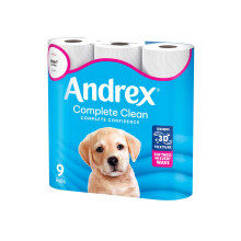 Andrex Complete Clean Toilet Roll 9 Toilet Rolls 3Ply Now Even Softer