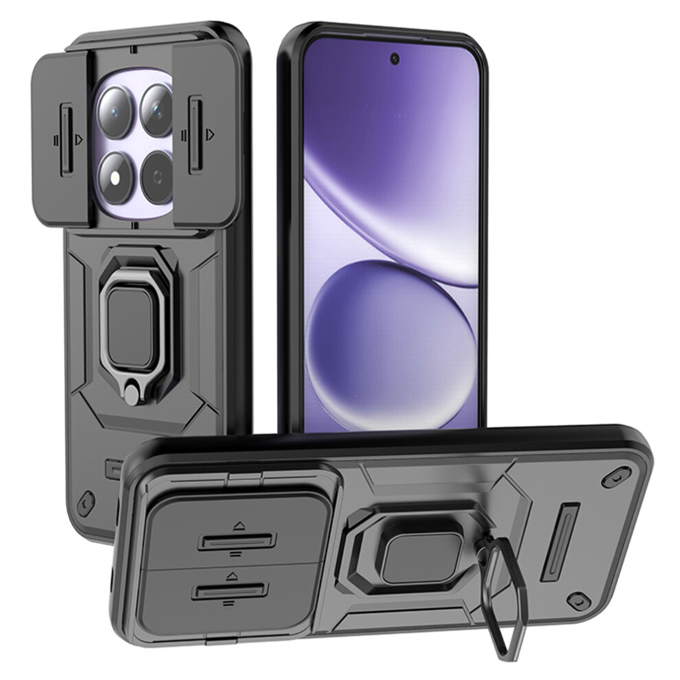 (Black) For Xiaomi Redmi Note 15 Pro 5G (Global) Case Pc + Tpu Kickstand Phone Protector With Lens Cover Black 6914293459503