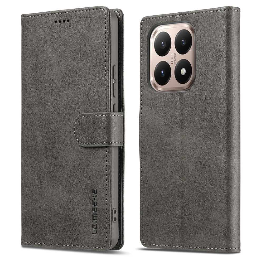 (Grey) Lc.imeeke For Xiaomi 15T Case Calf Texture Pu Leather Stand Wallet Phone Cover Grey 6914295035187