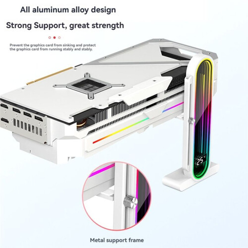 Card Anti-Sag Bracket with ARGB Sync, Temperature Display, Adjustable Height, 5V 3Pin B 2