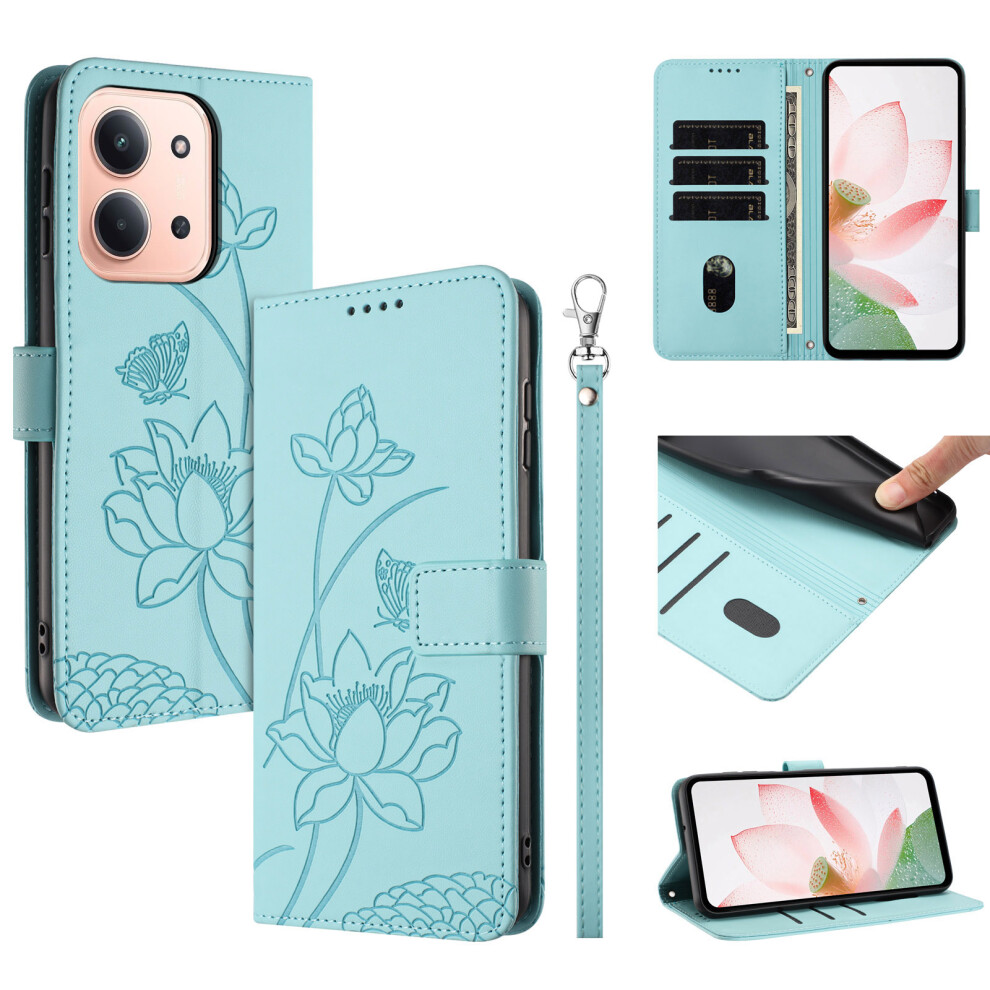 (Green) Leather Case For Xiaomi Redmi 15C 5G (Eu) (173Mm) / 4G (Eu) (173Mm) / Poco C85 4G (173Mm) Lotus Imprint Phone Cover Green 6914293840738