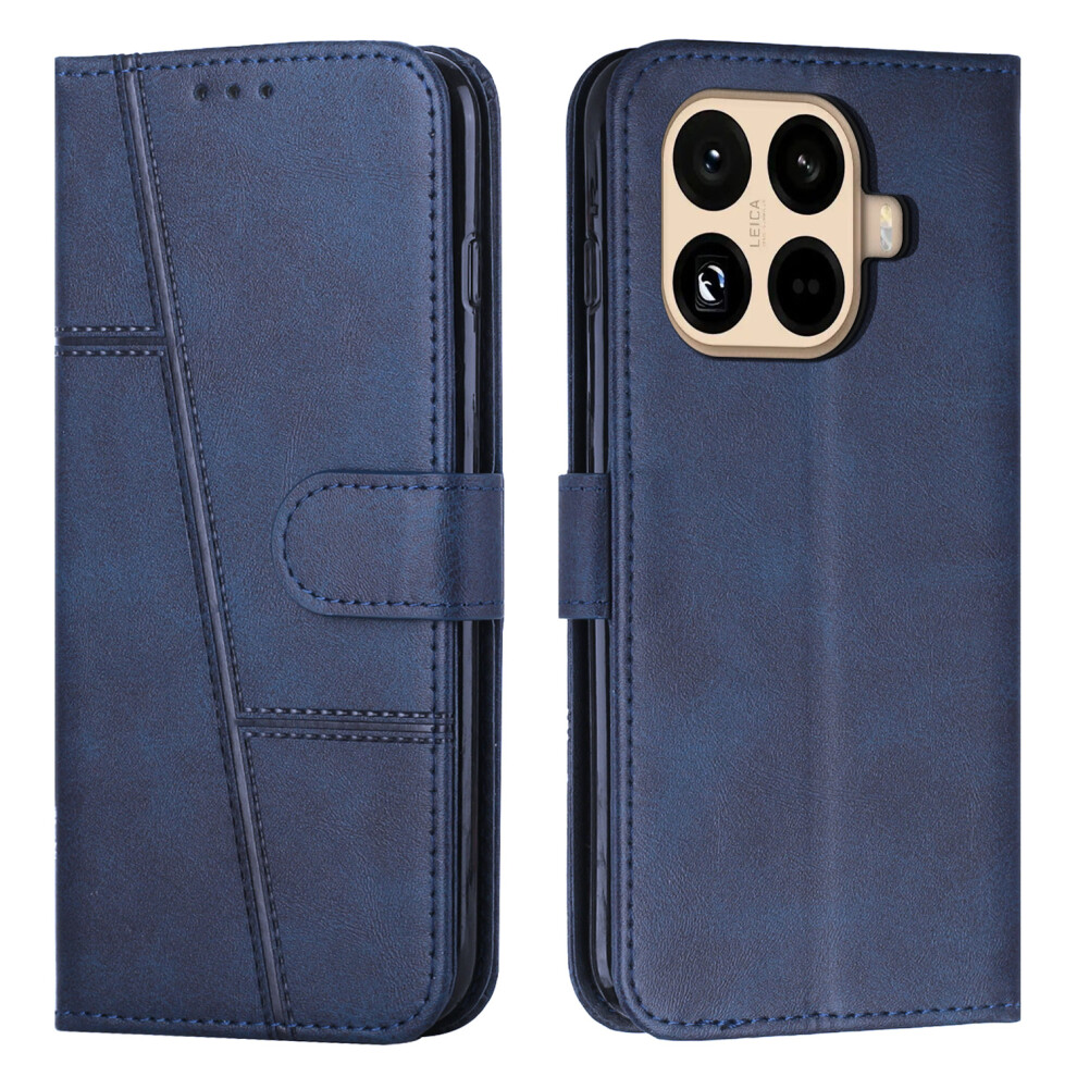 (Blue) For Xiaomi 15T Pro Leather Phone Case Foldable Stand Wallet Flip Cover With Strap Blue 6914294757943