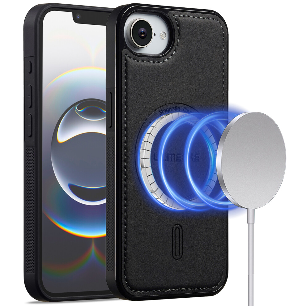 (Black) Lc.imeeke L6 For Iphone 17E / 16E Case Pu Leather Coated Pc Tpu Phone Cover Compatible With Magsafe Black 6914295240024