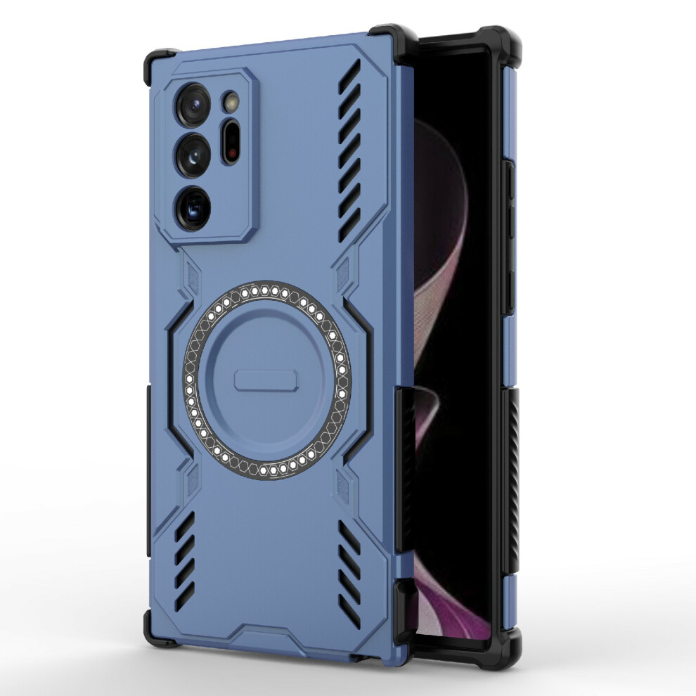 (Blue) For Samsung Galaxy Note20 Ultra Magnetic Case Butterfly Armor Hollow Heat Dissipation Pc + Tpu Phone Cover Blue 6914294631113