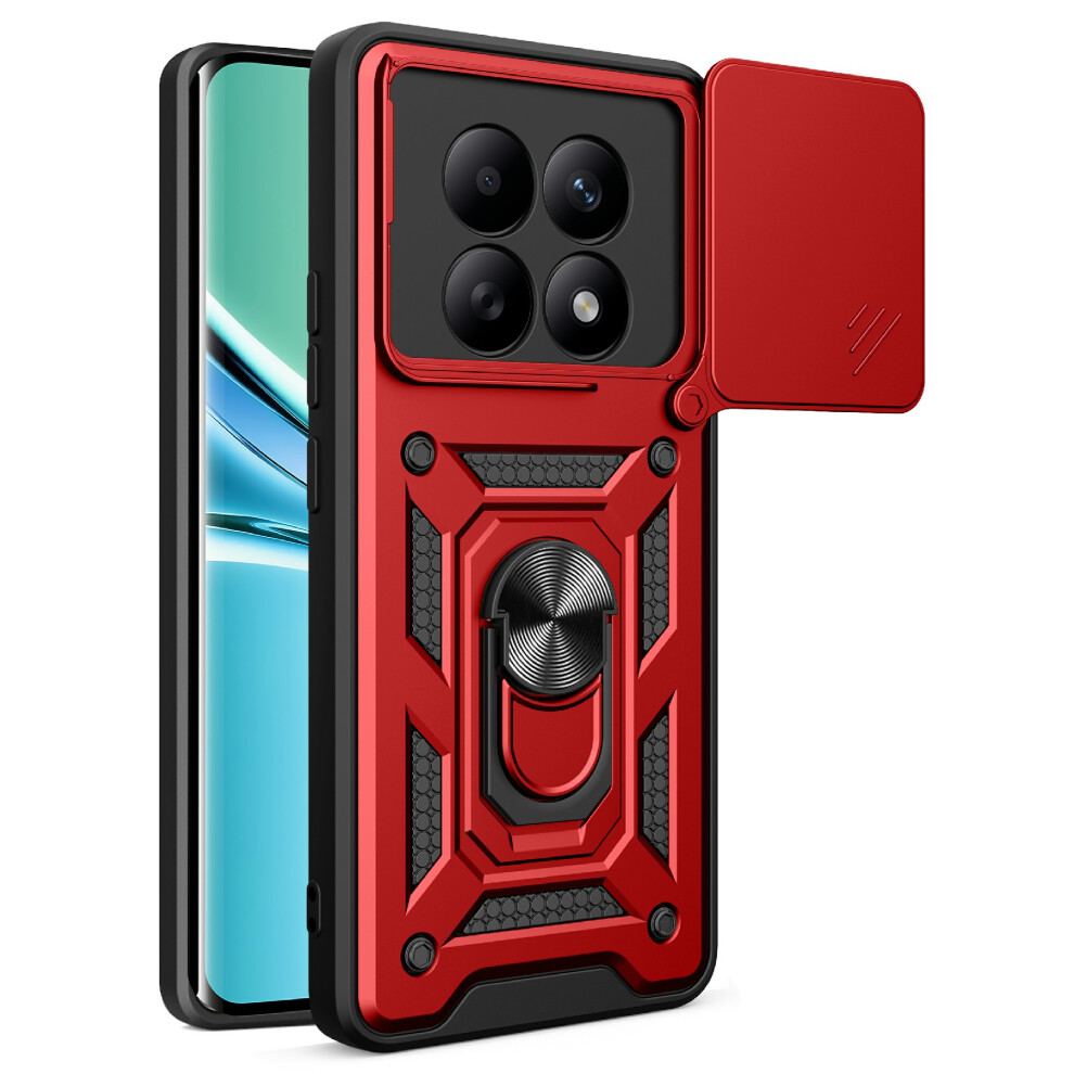 (Red) For Xiaomi Poco M8 5G / Mi Note 15 5G (Global) Case With Slide Camera Lid Pc + Tpu Kickstand Phone Cover Red 6914293789167