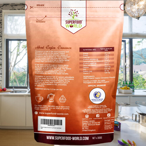 Organic Ceylon Cinnamon Powder 300g - Premium Quality True Organic 2