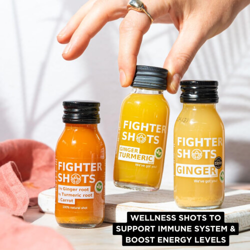 Fighter Shots Ginger Turmeric Shots (12x60ml) | Reduces Bloating | 1