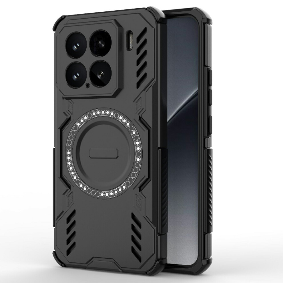 (Black) For Xiaomi 15 Magnetic Case Butterfly Armor Hollow Heat Dissipation Pc + Tpu Phone Cover Black 6914297675077