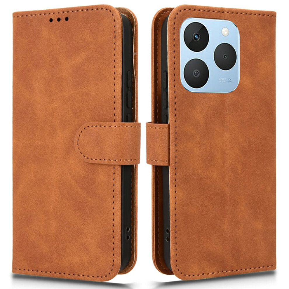 (Brown) For Realme 15T 5G Leather Case Skin Feel Anti Drop Wallet Flip Phone Cover Brown 6914299533740