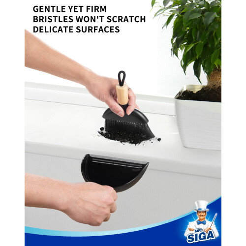 MR.SIGA Dustpan and Brush Sets, Mini Dust Pan and Brush Bamboo 1