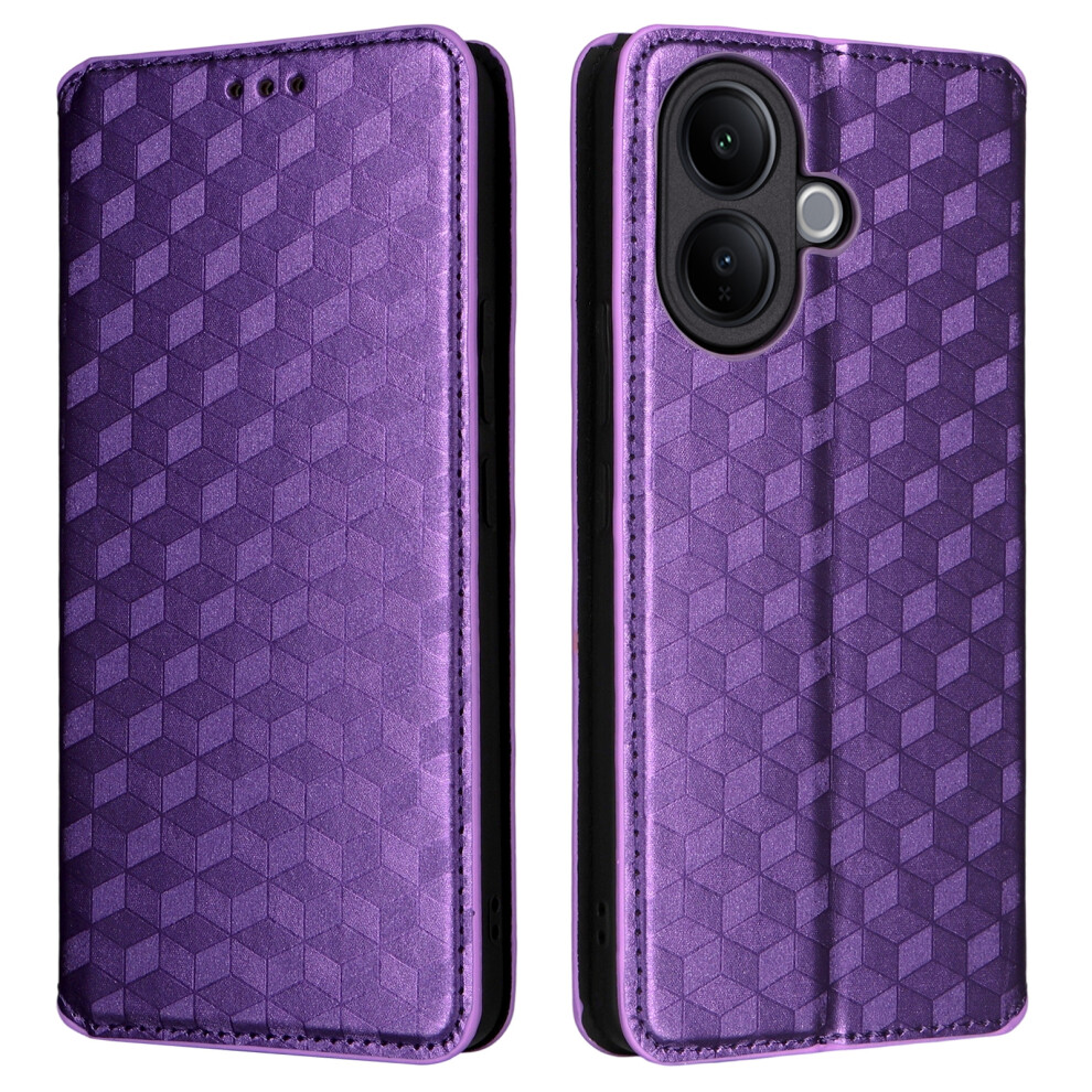 (Purple) For Vivo V60 Lite 4G / 5G Case Wallet Rhombus Imprinted Leather Phone Cover Purple 6914290290925