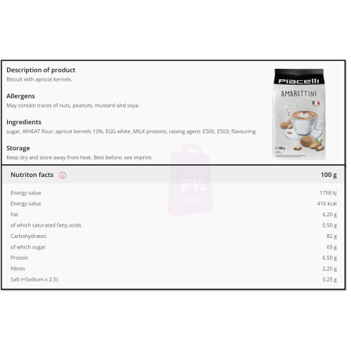 Piacelli Amaretti Biscuits  Pack of 2 2x200g 2