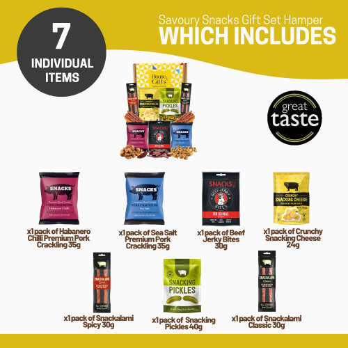 Savoury Snacks Hamper Gift Set with Pork Crackling, Beef Jerky, 1