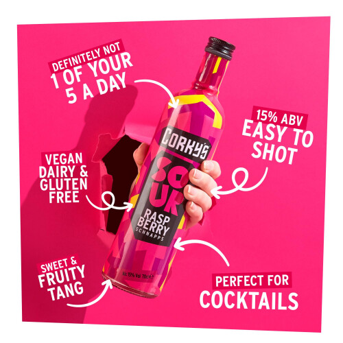 Corky's Sour Raspberry Schnapps 70cl | Shots | 15% ABV | Sour 1