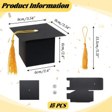 30pcs Graduation Hat Shaped Candy Box Foldable Black Bachelor Hat Gift