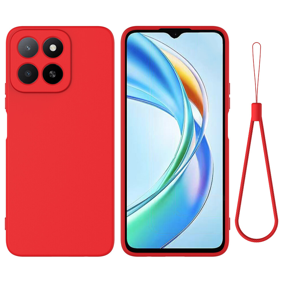 (Red) For Honor 400 Smart 5G / Honor X7d 4G / Honor X7d 5G / Honor 400 Smart 4G Liquid Silicone Case Phone Back Cover With Han Red 6914299107859