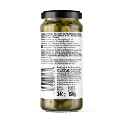 by Amazon Reduced Salt Pitted Green Olives, 340g 1