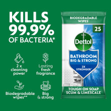 Dettol Big and Strong Bathroom Wipes 25 Count 6 x 25 Total 150 Wipes E