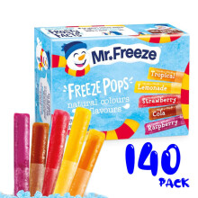 Mr Freeze Freeze Pops – 140 x 45ml Assorted Flavours Freezable Ice P