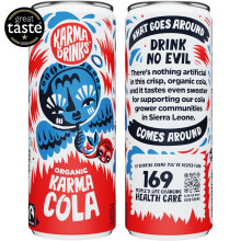 Karma Drinks Karma Cola 4 x 250ml Cans Natural Fizzy Soft Drinks Fai