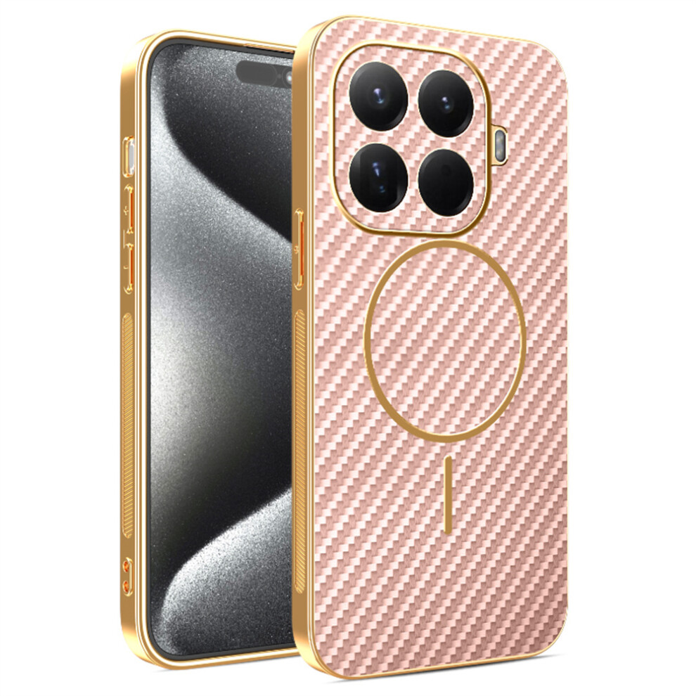 (Pink) For Xiaomi 15T Pro Phone Case Carbon Fiber Textured Electroplated Tpu Back Cover Pink 6914291878641