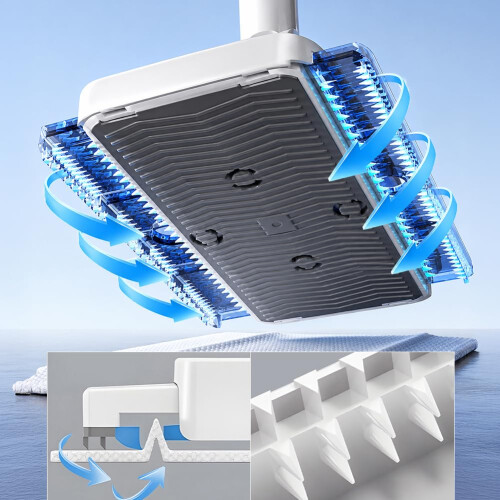 Sweeper Mop Auto Clamp with 7in Wide Microfibre Mop Head, Mini Mop 1