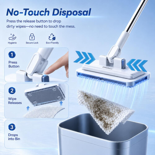 Sweeper Mop Auto Clamp with 7in Wide Microfibre Mop Head, Mini Mop 2