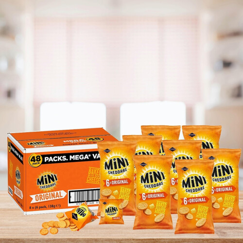 Mini Cheddars Snacks Bulk - Mega Value Box of 48 x 23g Original 1