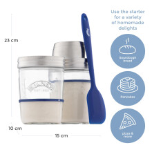 Kilner Sourdough Starter Set with 2 Glass Jars Measuring Lid Spatula a