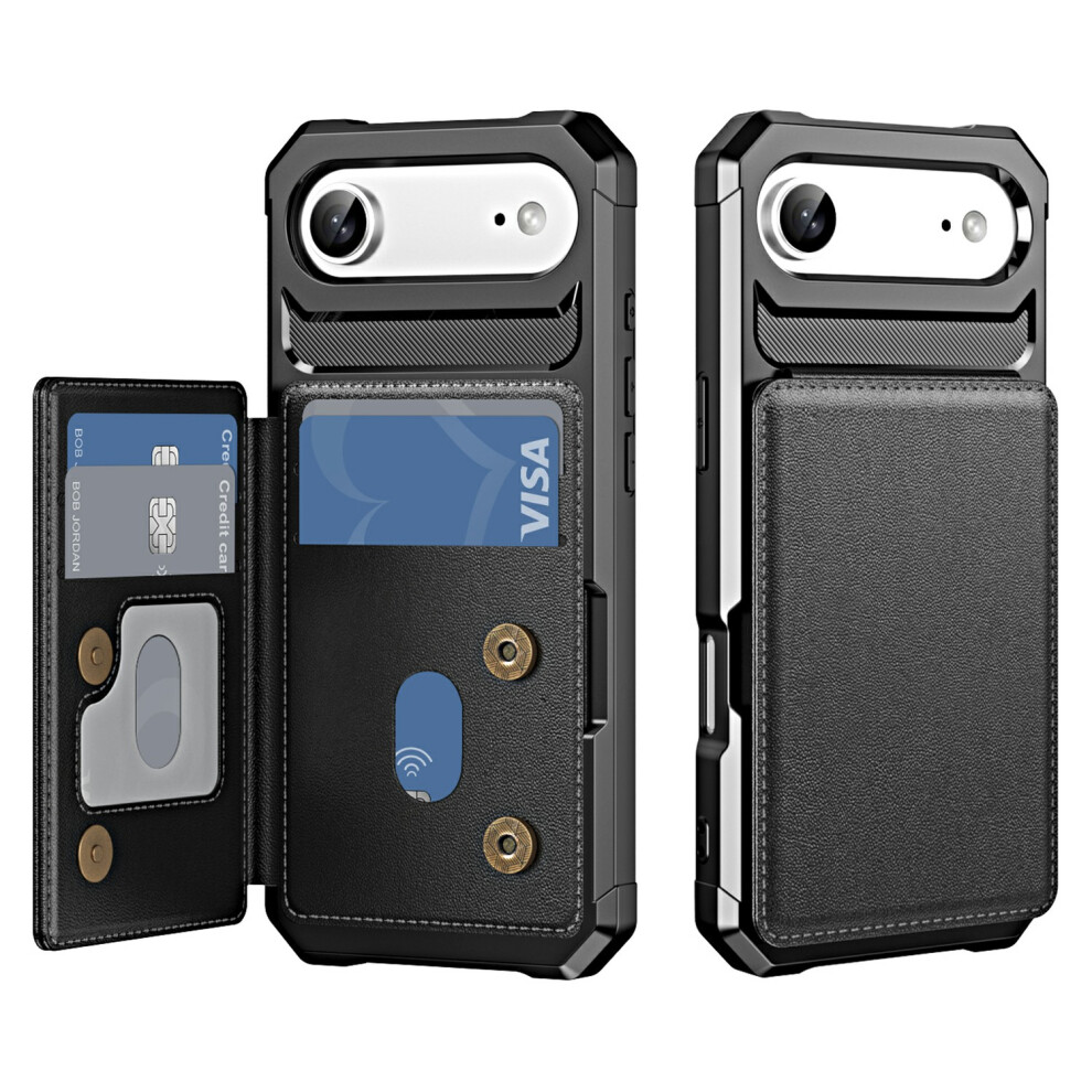 (Black) For Iphone Air Case Card Slot Kickstand Leather + Tpu Reinforced Corner Phone Cover Black 6914291585983