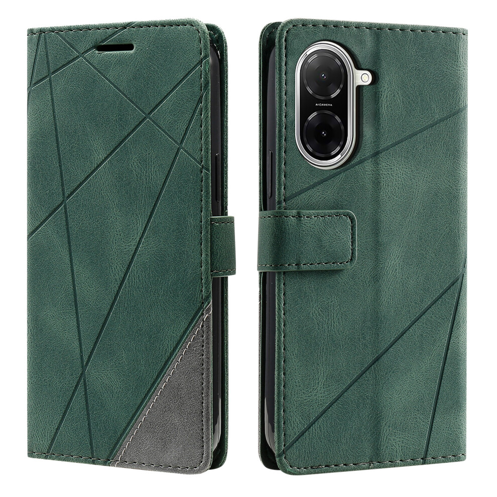 (Green) For Xiaomi Redmi A5 4G (171.7Mm) / Poco C71 4G Case Imprinted Lines Pu Leather Splicing Wallet Phone Cover Green 6914298253229