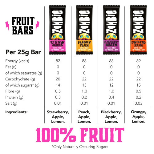 Zombie Fruit Bars, Variety Box (24 Bars, 4 Flavours), 100% Dried 1