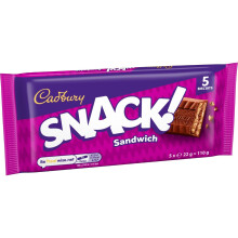 Cadbury Snack Sandwich Milk Chocolate Covered Biscuits Multipack of 5