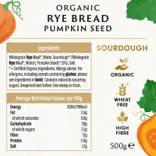 Biona Organic Rye Bread with Pumpkin Seed 500 g Pack of 7 Free from Wh