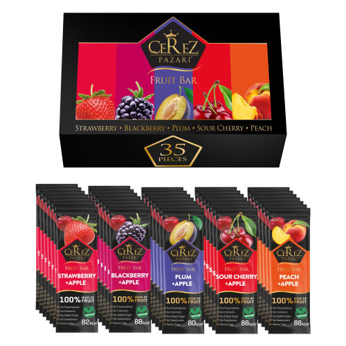 Cerez Pazari Dried Fruit Roll Ups, 25g x 35 pack Snacks Variety Pack 1