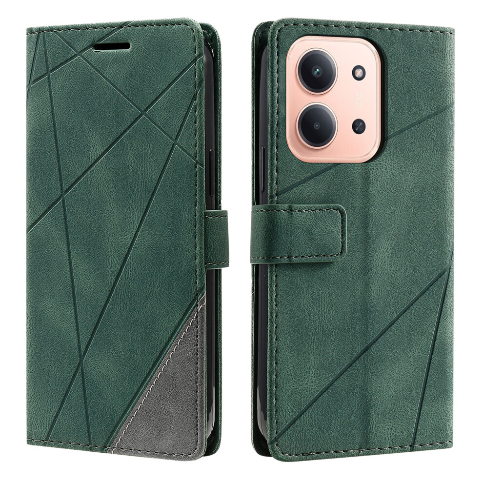 (Green) Leather Case For Xiaomi Redmi 15C 4G (Eu) (173Mm) / 15C 5G (Eu) (173Mm) / Poco C85 4G (173Mm) Imprinted Lines Splicing W Green 6914296683745