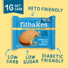 Fit bakes Keto Cookies 1g Net Carb 12 x 30g Vanilla Low Carb Biscuits