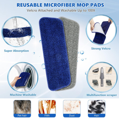 Spray Mops for Cleaning Floors - BPAWA Microfibre Floor Mop with 2