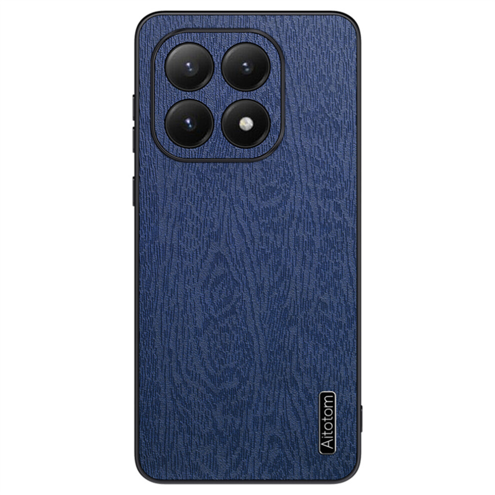 (Blue) For Xiaomi 15T Case Wood Texture Pu Leather Coated Pc Tpu Phone Cover Blue 6914293942159