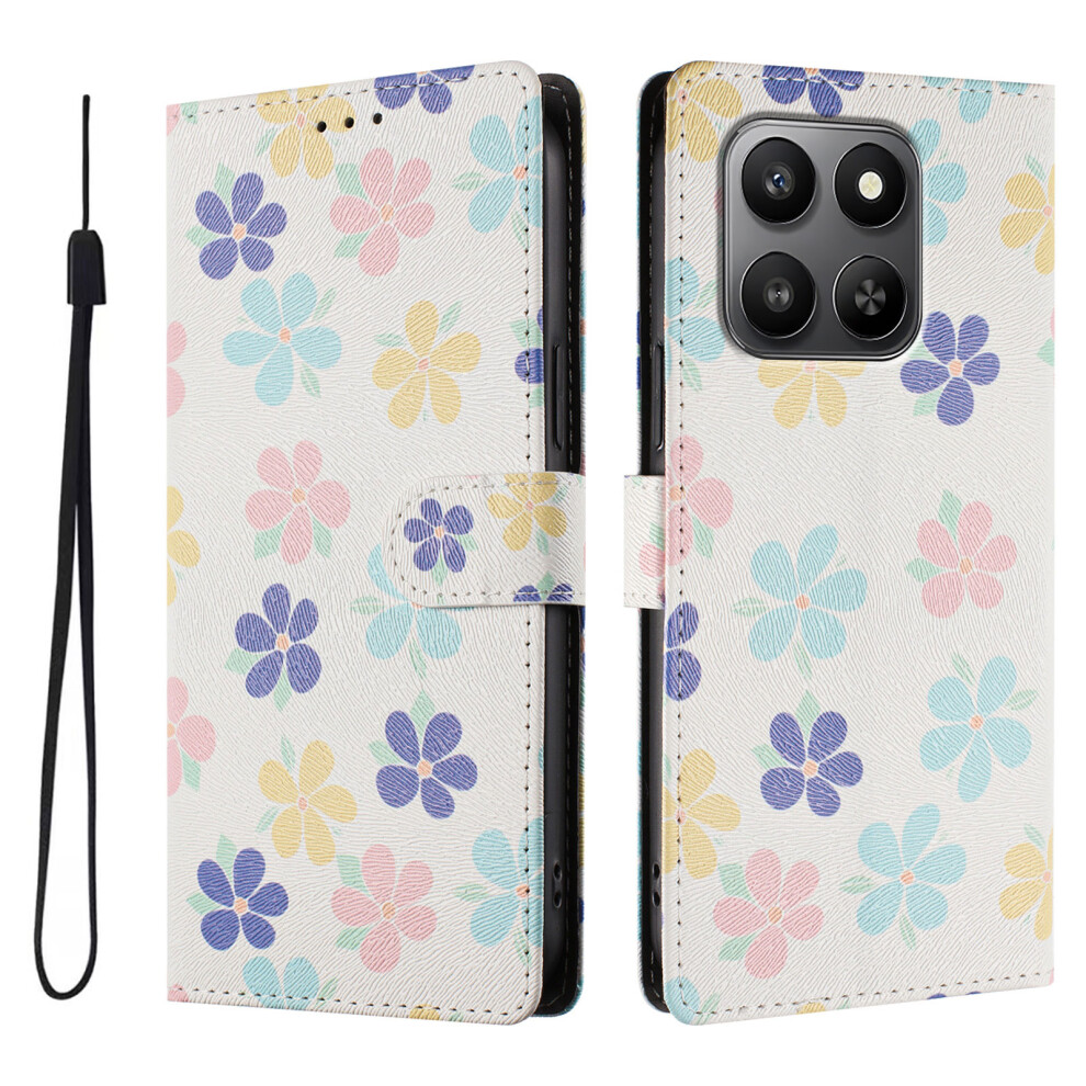 (Colored Flowers) For Honor X7d 4G / Honor 400 Smart 4G / Honor X7d 5G / Honor 400 Smart 5G Case Pattern Print Pu Leather Wallet Phone Cov 6914292264382