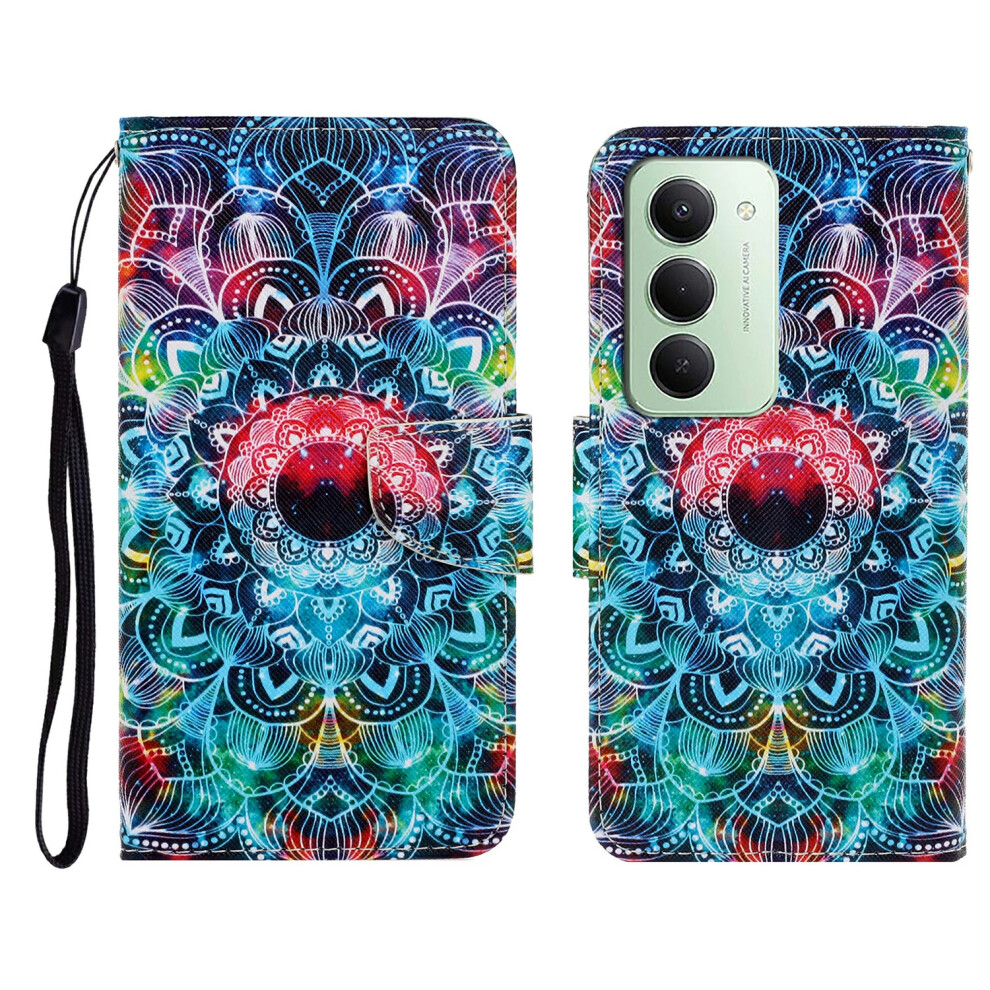 (Mandala) For Xiaomi Redmi 15 5G (Global) (169Mm) Case Pattern Printing Protective Leather Folio Phone Cover With Wrist Strap 6914295629645