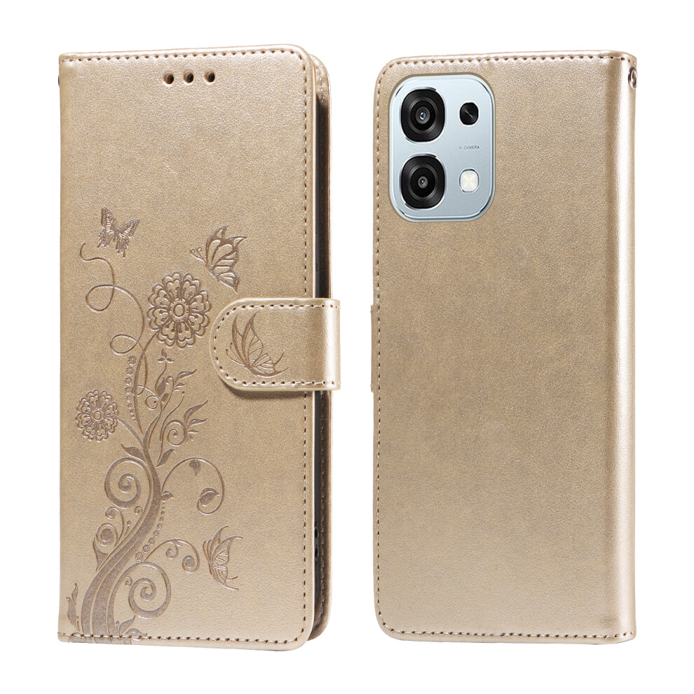(Golden) For Oppo A6 4G / A6 5G (Global) / A6x 4G / A6x 5G (Global) / A6x 5G (India) / A6t 4G / A6t 5G / A6s 4G / A6s 5G Leather Golden 6914297401126