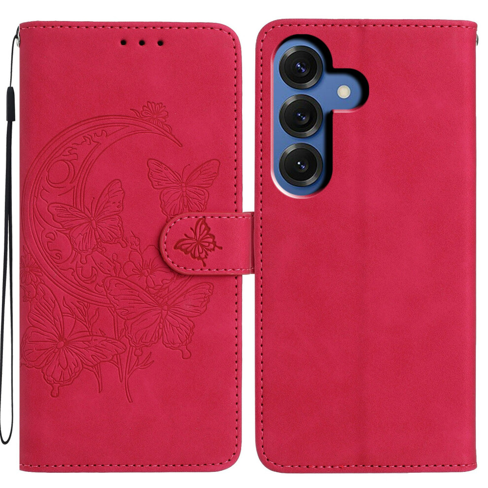 (Rose) For Samsung Galaxy S26 Case Butterfly Flower Imprinted Pu Leather Wallet Stand Phone Cover 6914296487961
