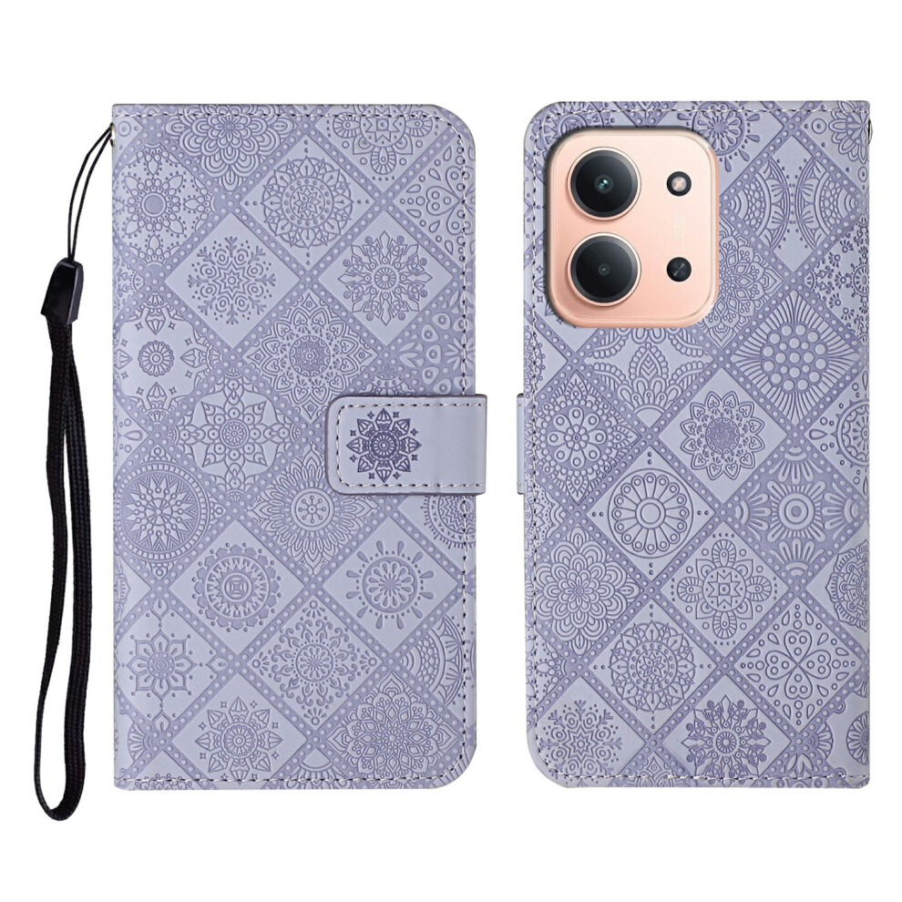 (Purple) Leather Case For Xiaomi Redmi 15C 4G (Eu) (173Mm) / 15C 5G (Eu) (173Mm) / Poco C85 4G (173Mm) Ethnic Style Wallet Phone Purple 6914291299767