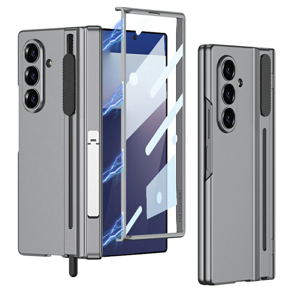 (Titanium Grey / Green Stylus) Gkk For Samsung Galaxy Z Fold7 5G Case Kickstand Magnetic Hinge Pc Phone Cover With Tempered Glass Screen Film / Stylus Green,Grey 6914295220194