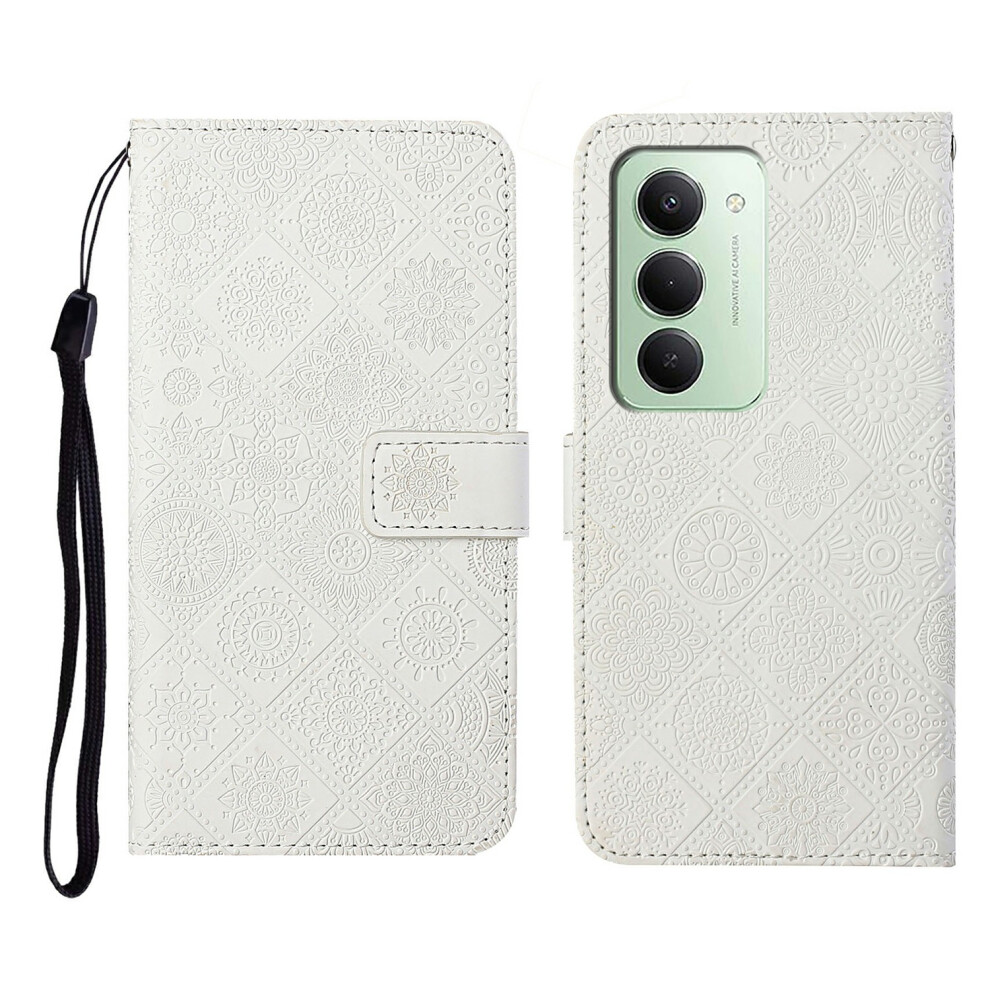 (White) For Xiaomi Redmi 15 5G (Global) (169Mm) Case Leather Case Ethnic Style Wallet Phone Cover With Strap White 6914295073226