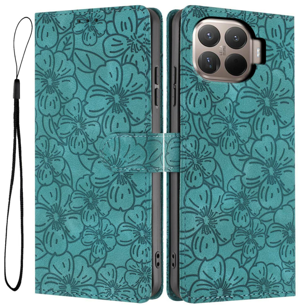 (Green) For Xiaomi 15T Pro Flip Case Cherry Blossom Pattern Leather Wallet Stand Phone Cover With Wrist Strap Green,Red 6914295330985