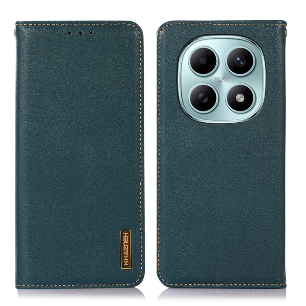 (Green) Khazneh For Xiaomi Poco M8 5G / Redmi Note 15 5G (Global) Case Wallet Genuine Cow Leather Phone Cover Nappa Texture Green 6914299080763