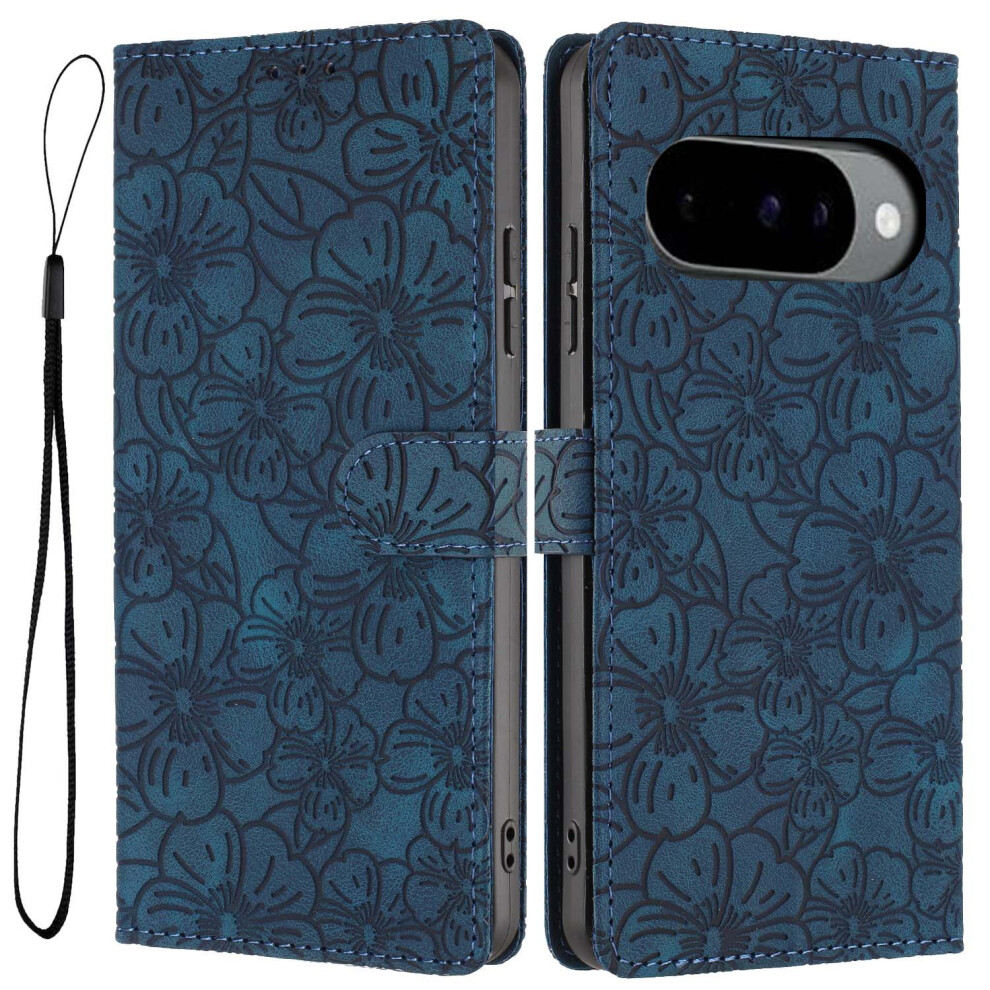 (Blue) Flip Case For Google Pixel 10 Pro / Pixel 10 / Pixel 9 Pro / Pixel 9 Leather Phone Cover Cherry Blossom Pattern Wa Blue,Red 6914291731748