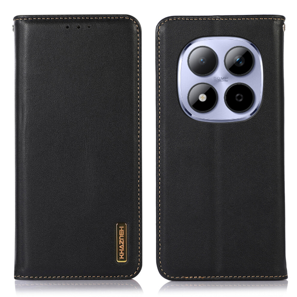 (Black) Khazneh For Xiaomi Poco M8 Pro 5G / Redmi Note 15 Pro+ 5G (Global) Case Wallet Genuine Cow Leather Phone Cover Nappa Tex Black 6914295582155